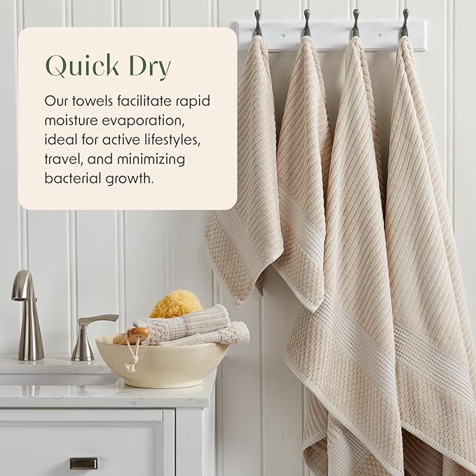 Springtree Home 100% Cotton Bath Towel Set | 6 Piece Set | Absorbent & - Image 3
