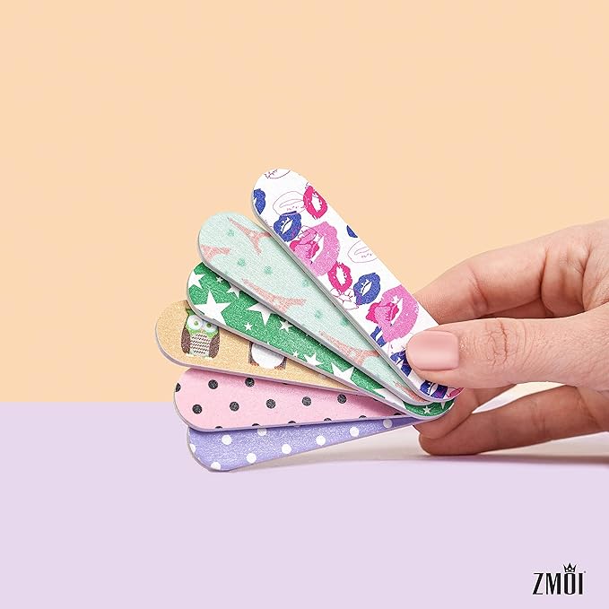 6 Pieces Colorful Girly Mini Emery Nail Files + 6 Pairs Heart Design Toe - Image 3