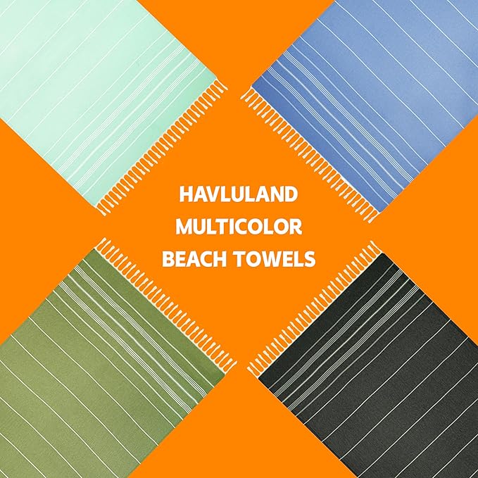 HAVLULAND Set of 5 Turkish Beach Towel Oversized 39x71 Turkish Bath Towels - Image 4
