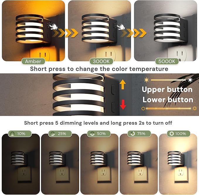 L LOHAS LED Night Light, 2 Pack 3CCT Night Lights Plug into Wall, - Image 3