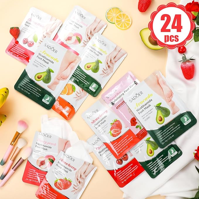 24 Pcs Fruits Beauty Hand Foot Mask Bulk Hydrating Hand Foot Moisturizing - Image 2