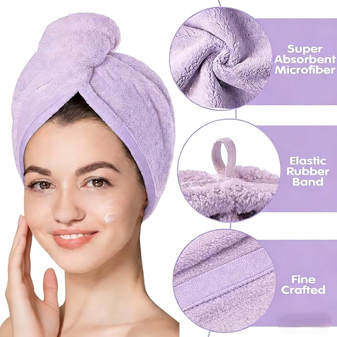 3 Pack Microfiber Hair Towel Wrap - Image 4