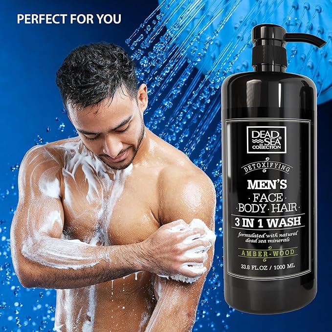 Dead Sea Collection Amber Wood Men’s Body Wash – 3 in 1 Body Wash - Image 6