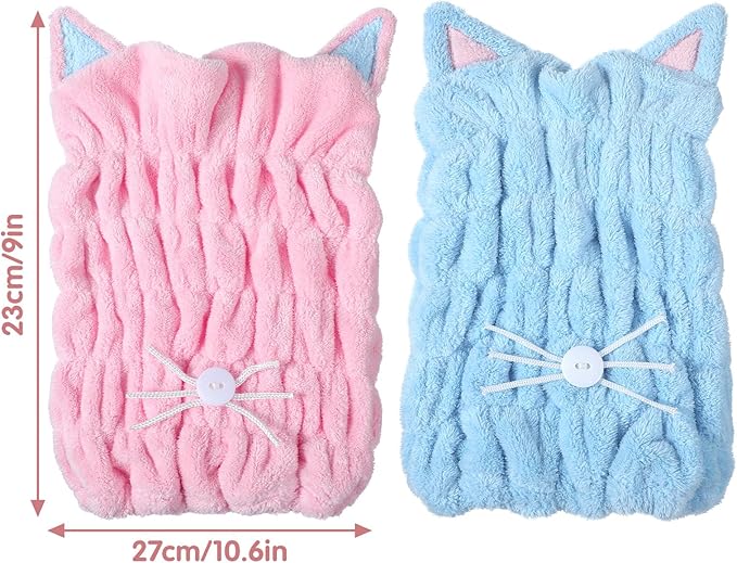 2Pcs Microfiber Hair Towel Wrap, Microfiber Hair Drying Towel Wraps - Image 3