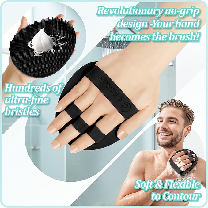 Silicone Back Scrubber & Bath Glove Set 2PCS, 13.4'' Gentle Shower Back Scrubber - Image 6