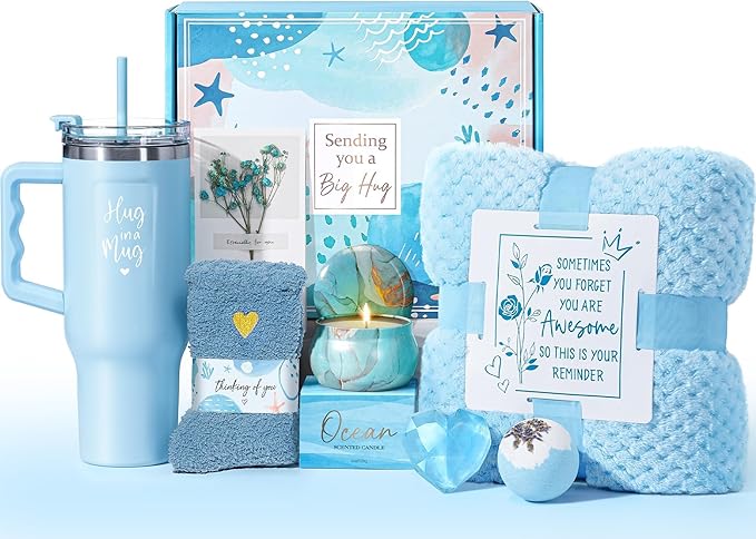 Birthday Gifts for Women Self Care Get Well Soon Gifts, Ocean Relaxing Spa Kit by Qinline