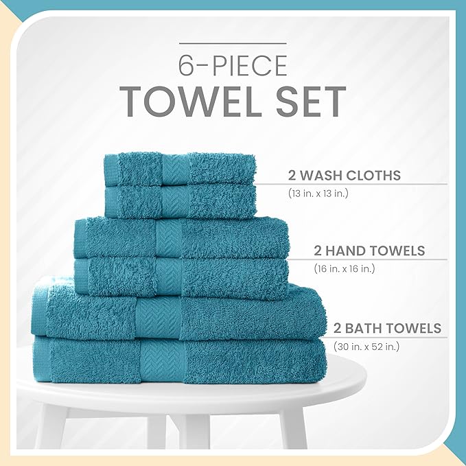 Martex 6-Piece Luxury 100% Cotton Towel Set | Quick Dry | Super Absorbent | - Image 3