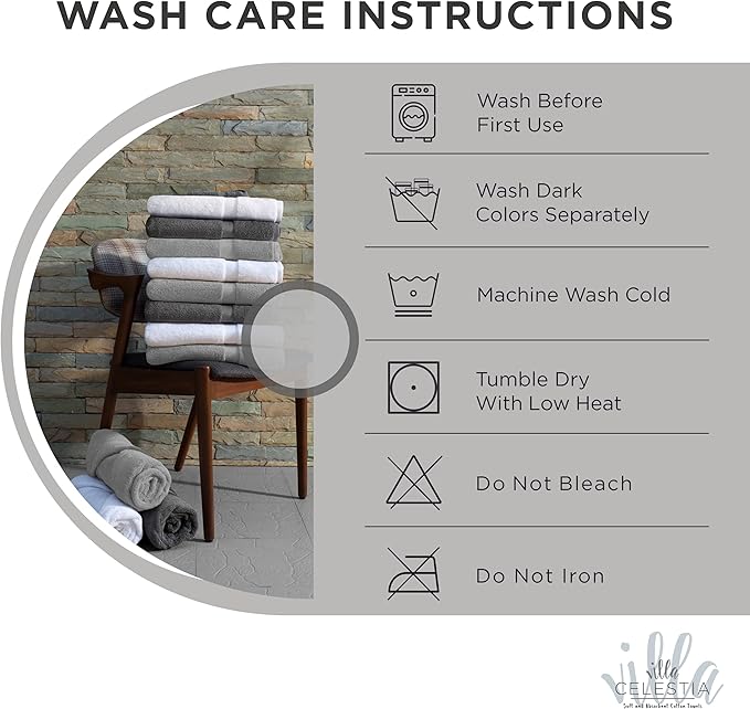 100% Cotton Bath Towel Set of 12-4 Bath Towels, 4 Hand Towels, 4 Wash Cloths - Image 6