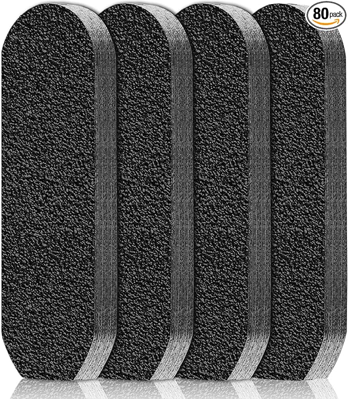 Flutesan 80 Pcs Stainless Steel Foot File Refills 80 Grit Replacement Pads by Flutesan