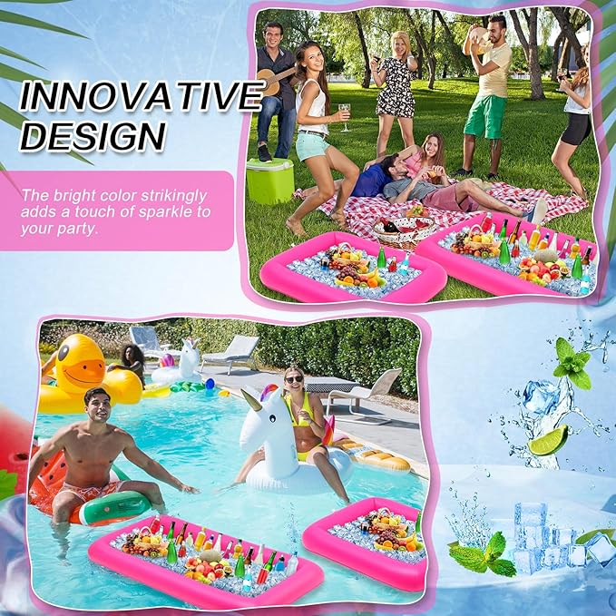 Leitee 4 Pcs Inflatable Ice Serving Bars Buffet Serving Tray Drink Cooler - Image 6