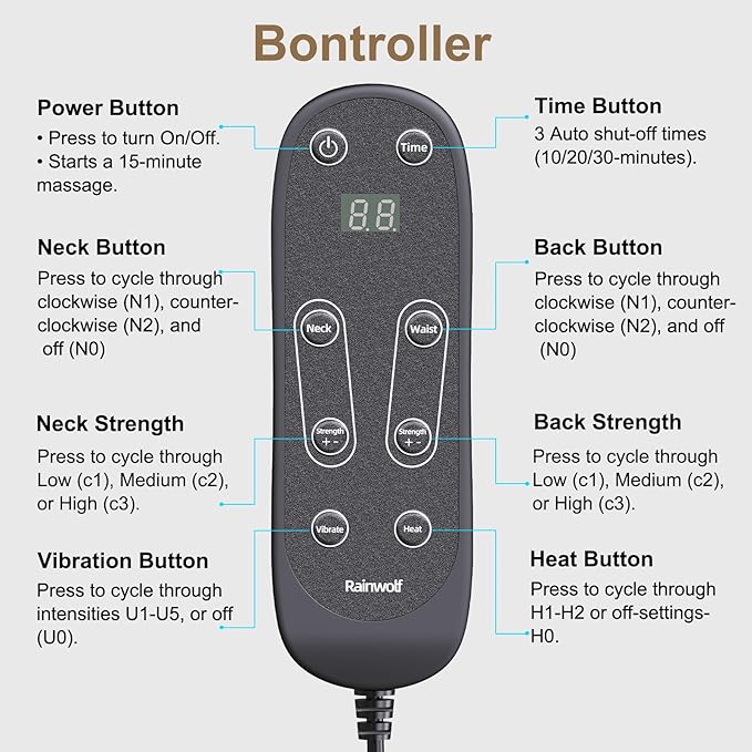 Rainwolf Shiatsu Neck and Back Massage Cushion - Image 6