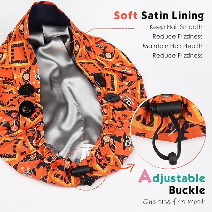 2 Pack Satin Lined Bouffant Scrub Caps - Image 3
