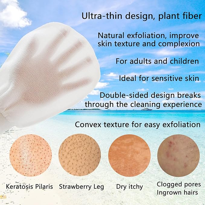 Exfoliating Mitt for Body Scrub Exfoliator Glove Revive Glow Keesa Exfoliating - Image 3