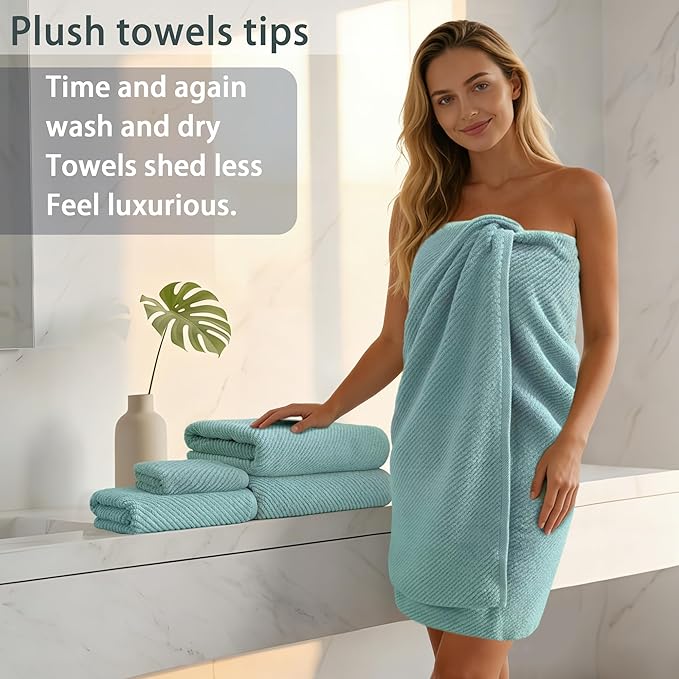 VOOVA & MOVAS Bathroom Towels Set, 100% Cotton | Quick Dry | Soft | Thick - Image 4