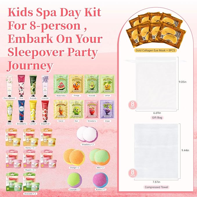 56PCS Spa Party Supplies For Girls, Spa Birthday Party Favors For 8 People - Image 2