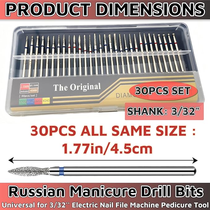 Russian Manicure Drill Bits 30PCS，Electric Nail Drill Bits Nail Drill Bit - Image 2