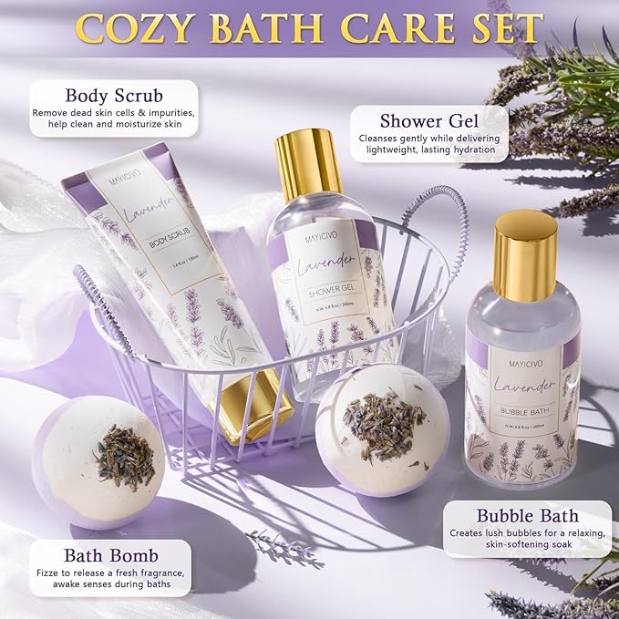 Mothers Day Birthday Gifts for Women, Lavender Relaxing Spa Gift Baskets for - Image 4