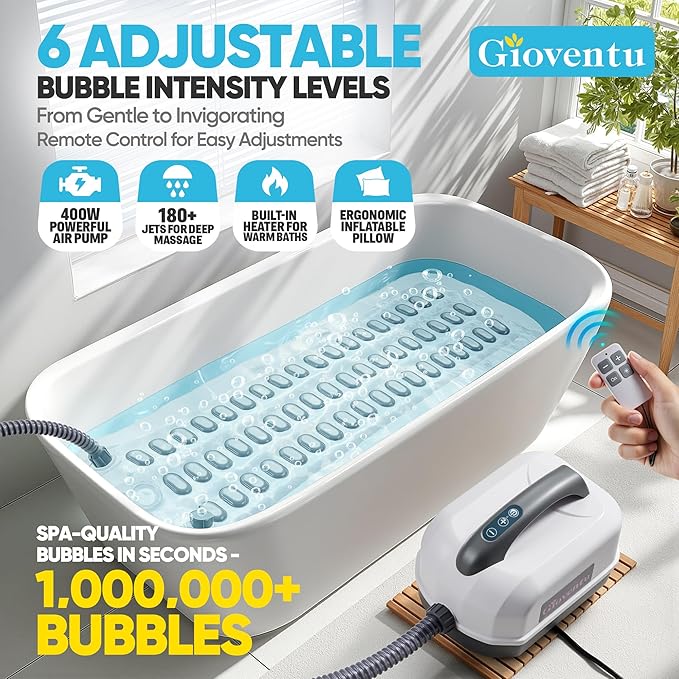 Powerful Bubble Spa Mat – Fits Most Bathtubs, Portable 6-Speed Bathtub Massager - Image 4