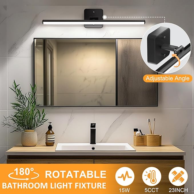 Sailstar Upgraded Bathroom Light Fixtures 23 inch Rotatable, Dimmable 15W 5CCT - Image 2
