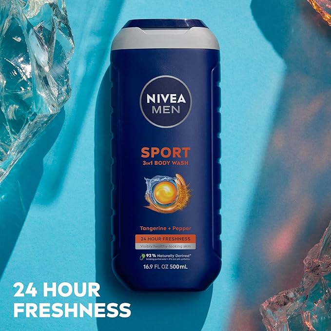 NIVEA MEN Sport Body Wash with Revitalizing Minerals, Tangerine and Pepper Scent - Image 3