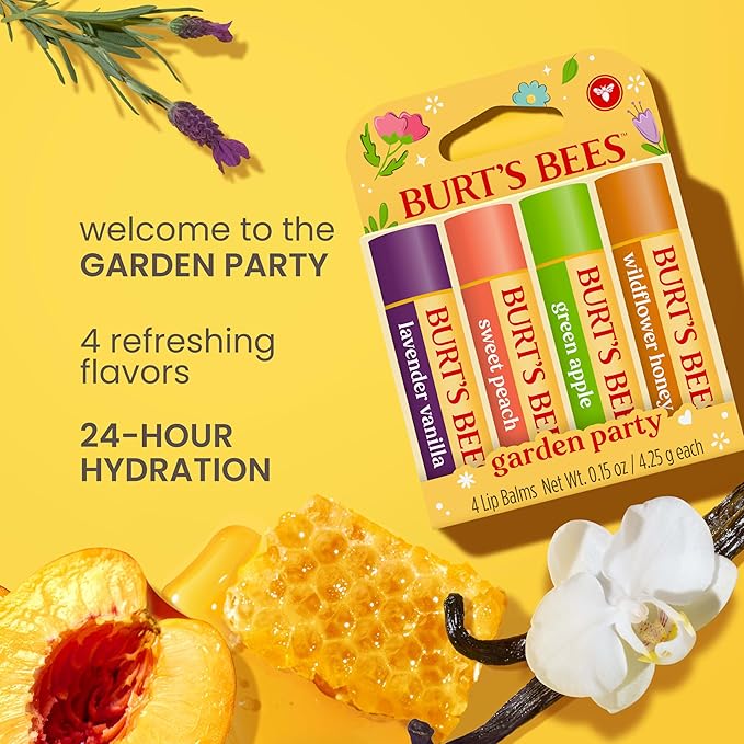 Burt's Bees 4 Pack Lavender Vanilla, Sweet Peach, Wildflower Honey; 24 Hour - Image 2