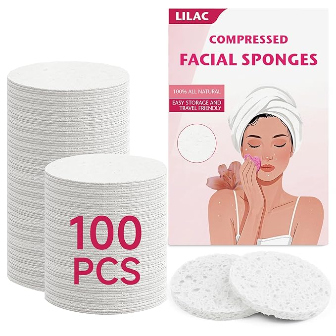 100 Count Compressed Facial Sponges 100% Natural Cellulose Eco-Friendly Makeup - Image 12