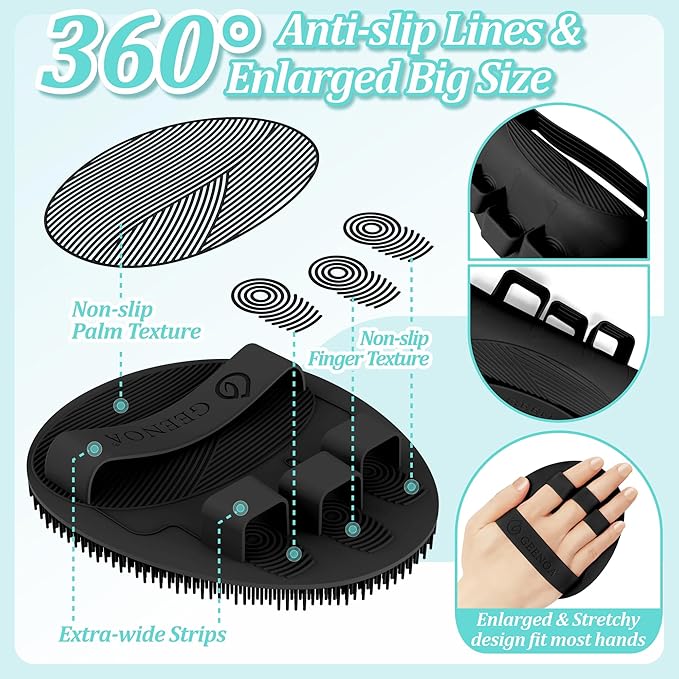 Silicone Back/Body/Face Scrubber & Soft Bath Glove Set 4PCS, Gentle Exfoliating - Image 6