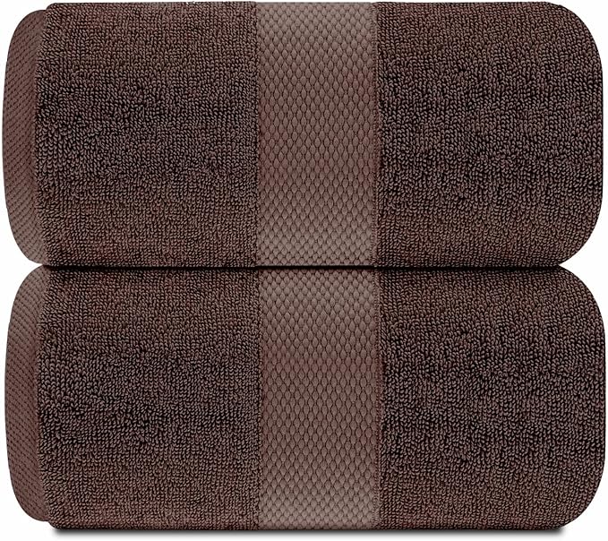 White Classic Luxury Soft Brown Bath Sheet Towels - Image 2