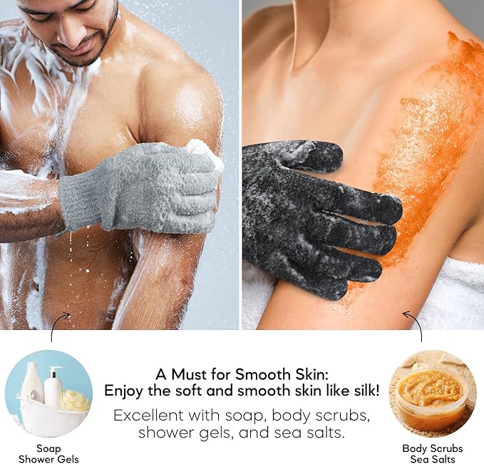 Exfoliating Gloves for Big Hands 8Pack- Lengthened and Large Double-Sided - Image 2