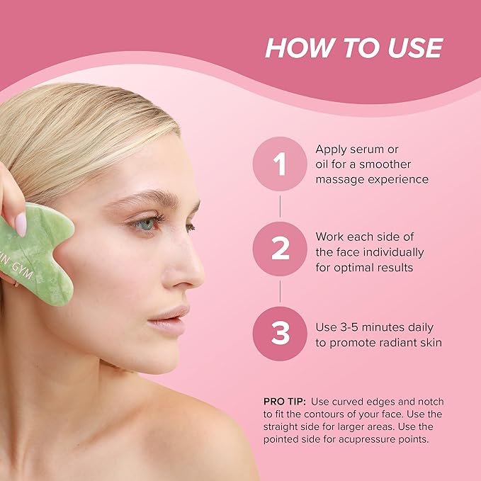 SKIN GYM Jade Sculpty Heart Gua Sha Tool, Heart-Shaped Facial Massage Tool - Image 5