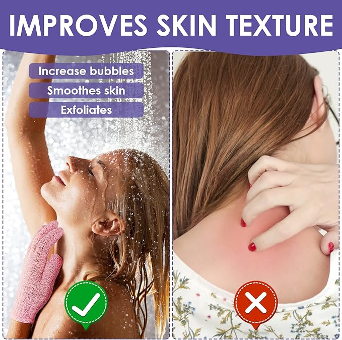 Sibba 3 Pair Bath Gloves for Shower Natural Loofah Exfoliating Wash Gloves for - Image 6