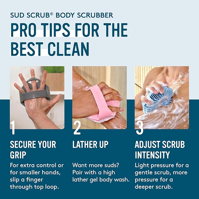 Sud Scrub® Antimicrobial Silicone Body Scrubber, Exfoliating Body Brush - Image 7