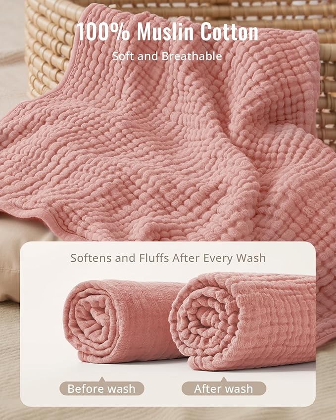 Blissful Diary Muslin Baby Hooded Towel 1 Pack, Soft & Absorbent Bath Towel - Image 2