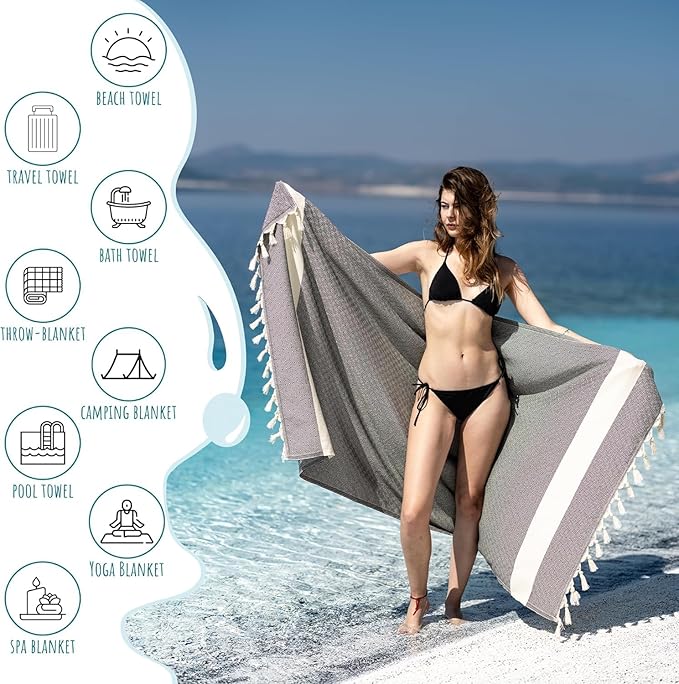 Turkish Beach Towel Oversized Clearance XL 40x71- Sand Free - Image 4