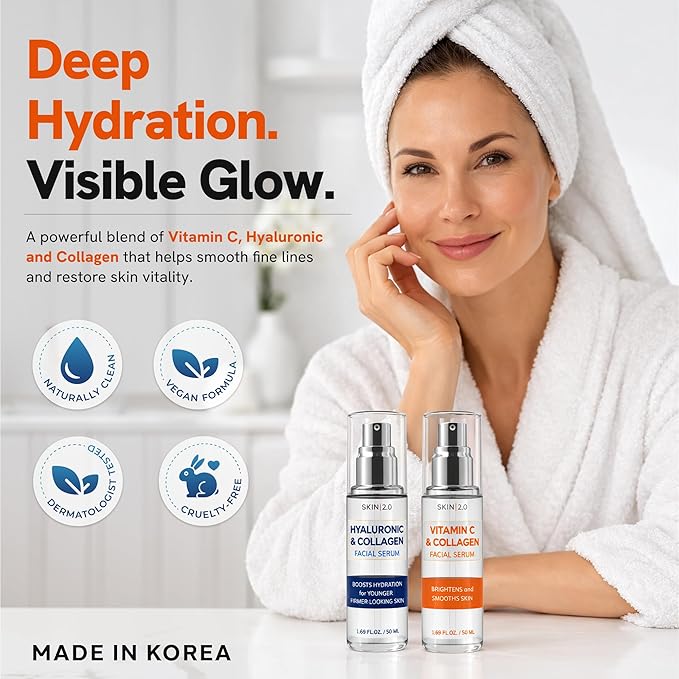 Skin 2.0 Hyaluronic & Collagen + Vitamin C Face Serum – Dermatologist Tested - Image 2