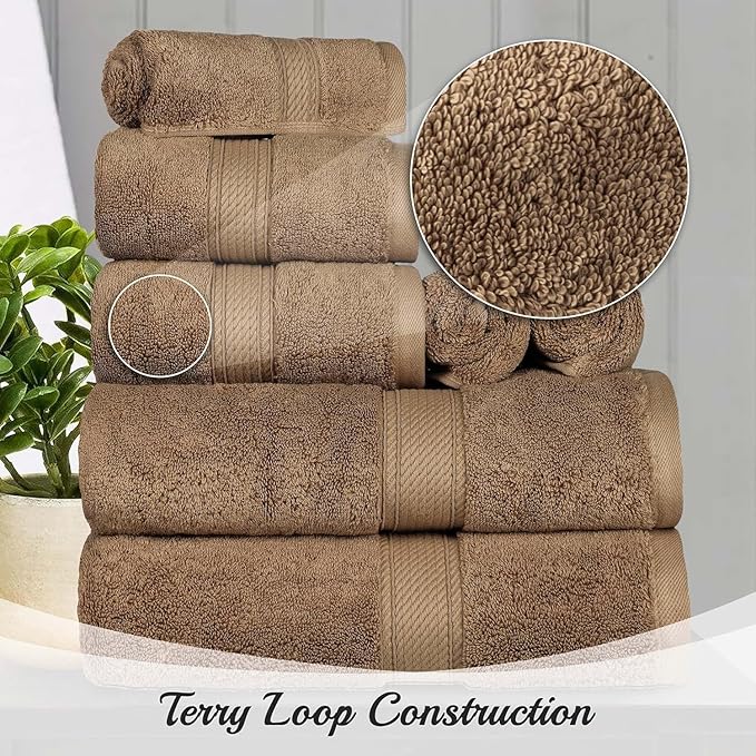 SUPERIOR Egyptian Cotton Pile Bath Towel Set of 2, Ultra Soft Luxury Towels - Image 8