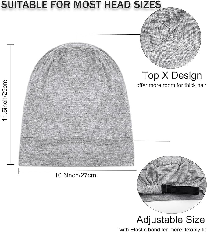 Sleep Cap Bonnet for Sleeping Black Women, Adjustable Cooling Ice Silk Lined - Image 6