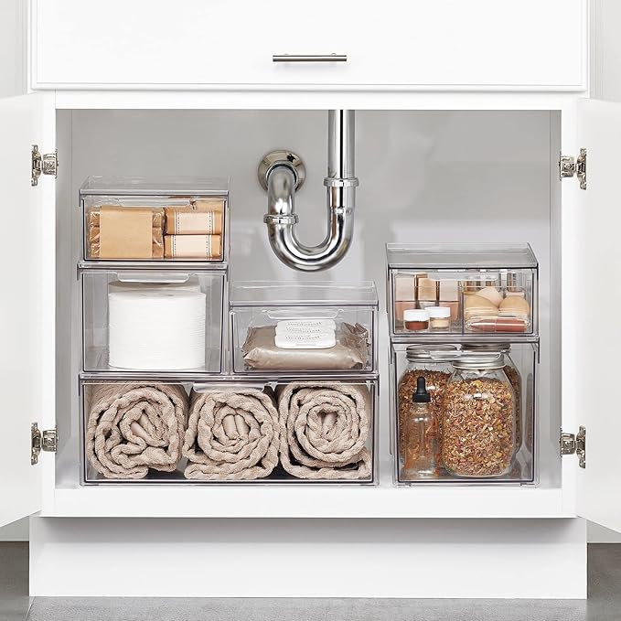 mDesign Plastic Stackable Bathroom Storage - Image 2