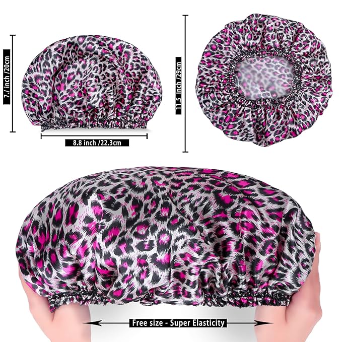 4 PCS Shower Caps for Women, Elastic and Reusable Bath Caps, Double Waterproof - Image 4