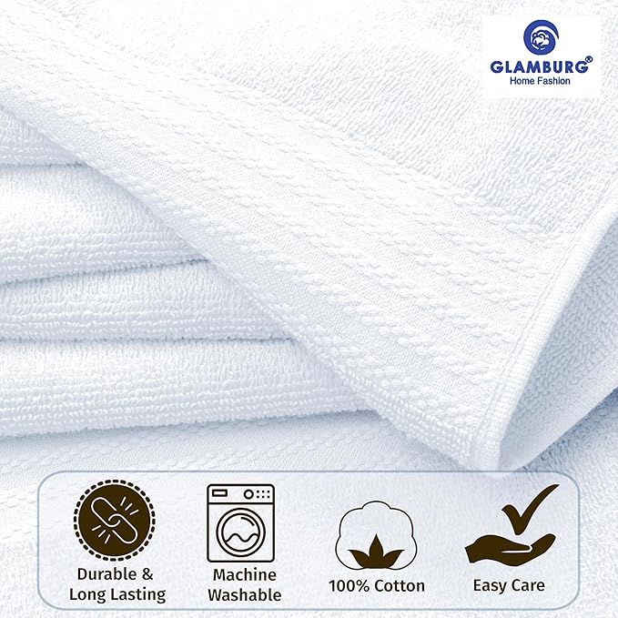 GLAMBURG Premium Cotton Oversized 2 Pack Bath Sheet 35x70-100% Pure Cotton - Image 2