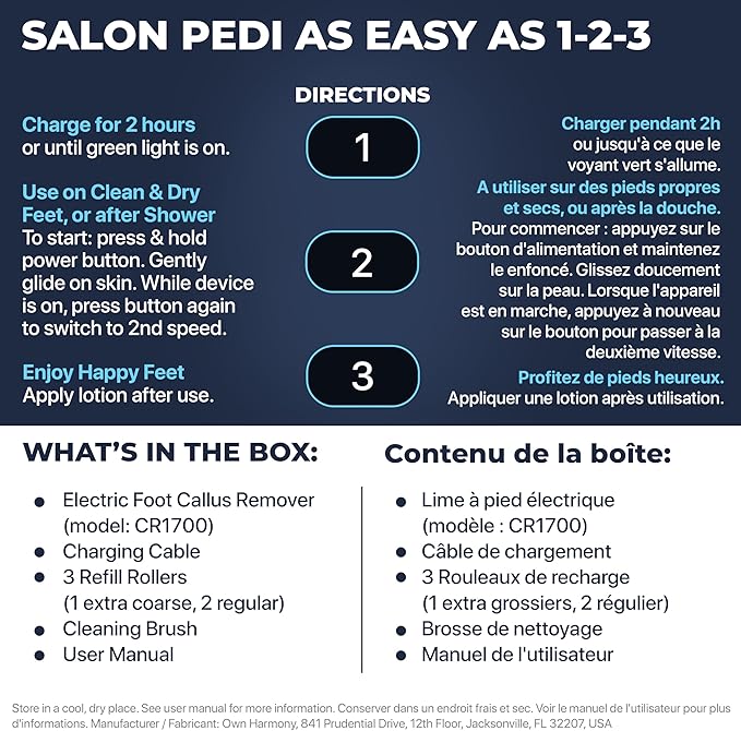 Electric Foot Callus Remover: Own Harmony Professional Feet Care Pedicure Tools - Image 3