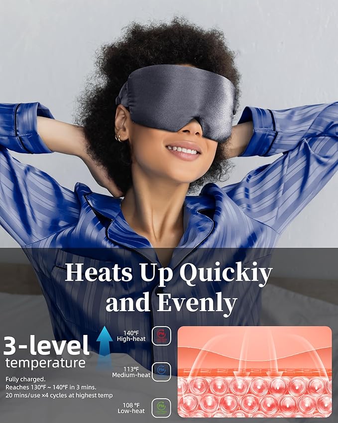 Heated Eye Mask for Dry Eyes: Silk Cordless Eye Warmer Compress for Dry Eyes - Image 3