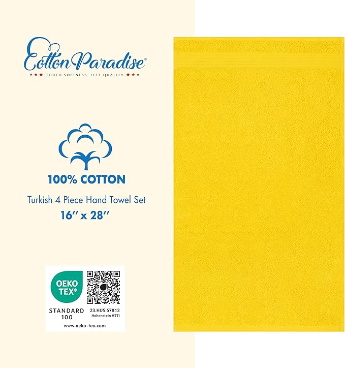 Cotton Paradise Hand Towels for Bathroom, 100% Cotton Turkish 4 Piece Hand - Image 4