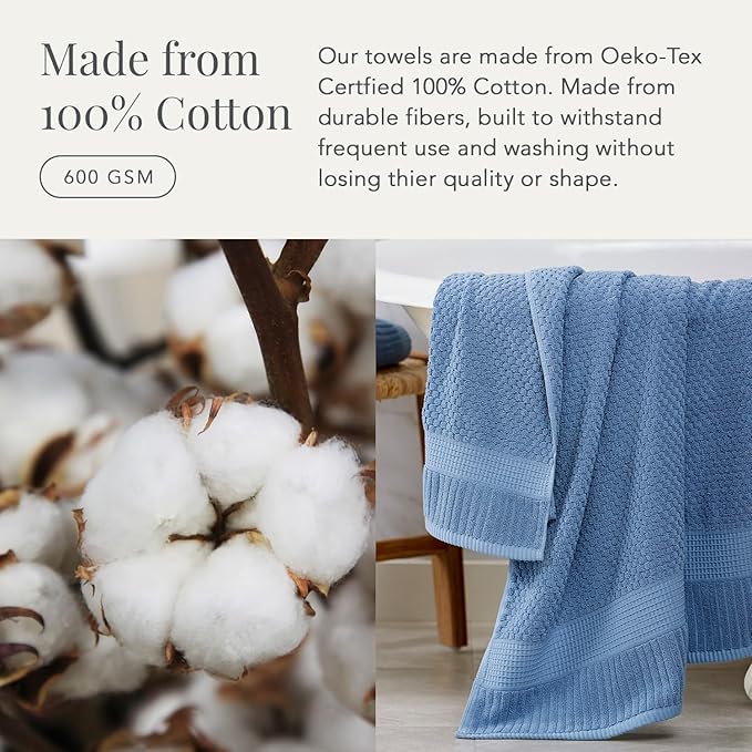 NY Loft 100% Cotton 2 Pack Bath Sheet Towel Set | Absorbent Quick-Dry Oversize - Image 6