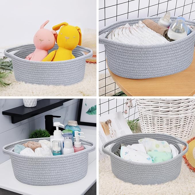 ABenkle Small Basket, Rope Room Shelf Storage Basket, Cat Dog Toys Basket Chest - Image 4