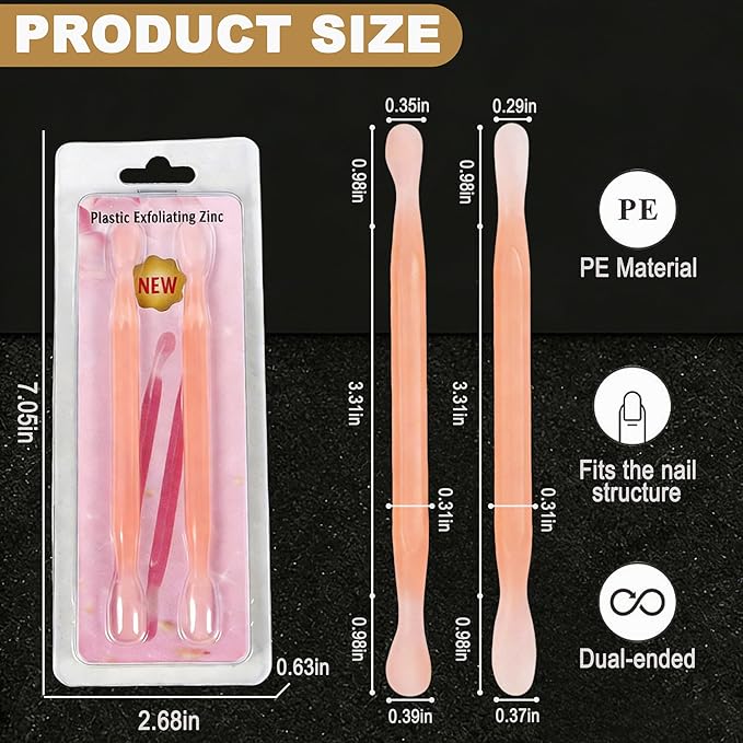 2Pcs Plastic Cuticle Pusher, Dual-end Dead Skin Nail Pusher, Gentle Plastic - Image 6
