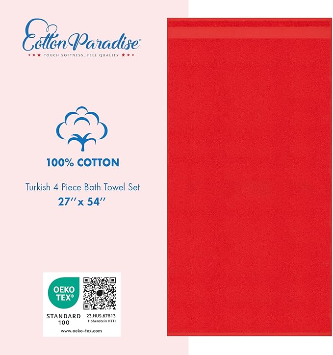 Cotton Paradise 4 Piece Turkish Bath Towels - Image 4