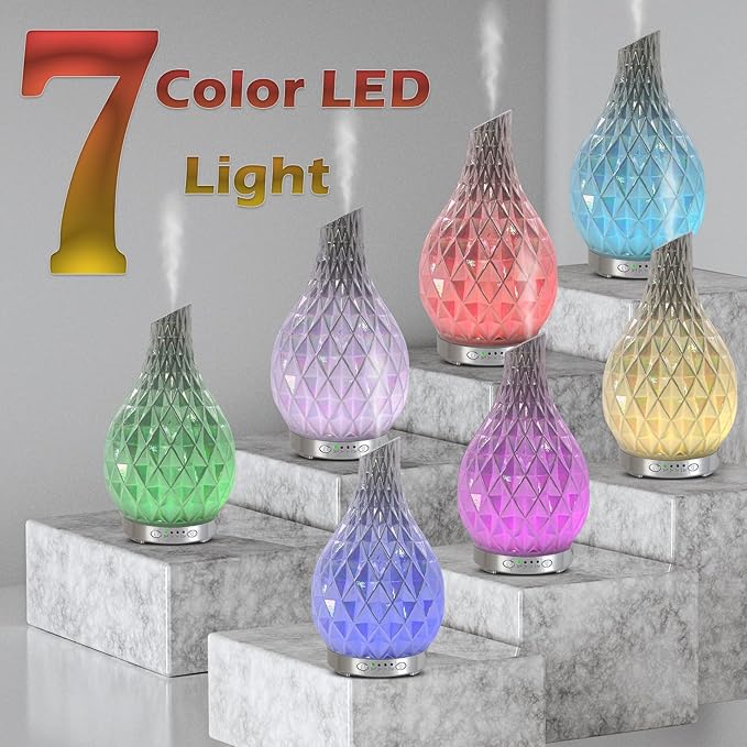 MAXWINER Essential Oil Diffuser Handmade Art Glass Aromatherapy Ultrasonic - Image 2