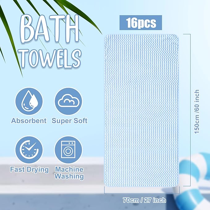 SmoothNovelty 16 Pack Microfiber Bath Towels Bulk 27'' x 60'' Oversized Size - Image 2