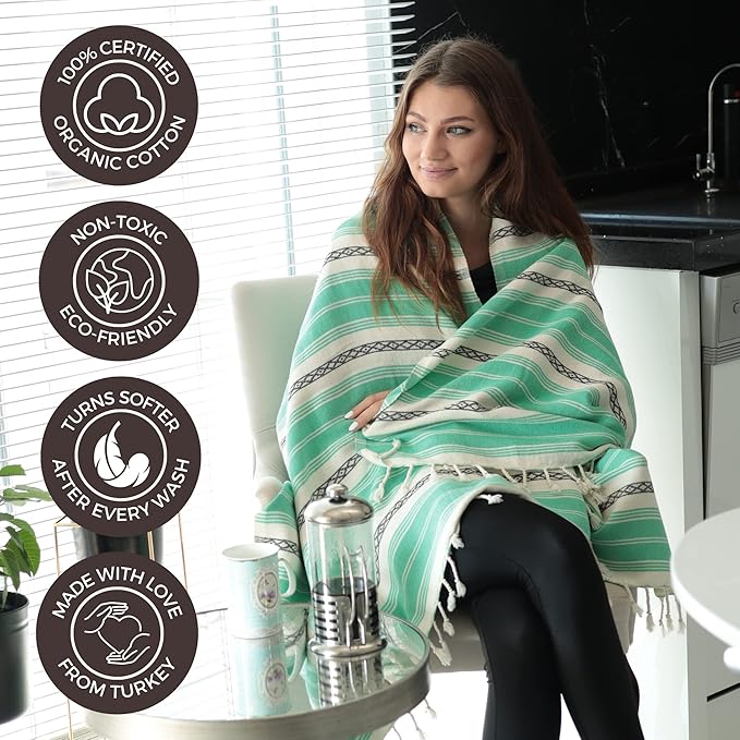 FESHKA Sand Proof Turkish Beach Towel – Oversized, Quick Dry & Lightweight - Image 4